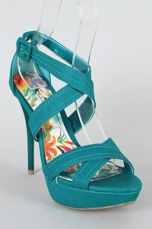 Anne Michelle Dynamite 79 Teal Criss Cross Open Toe Sandal