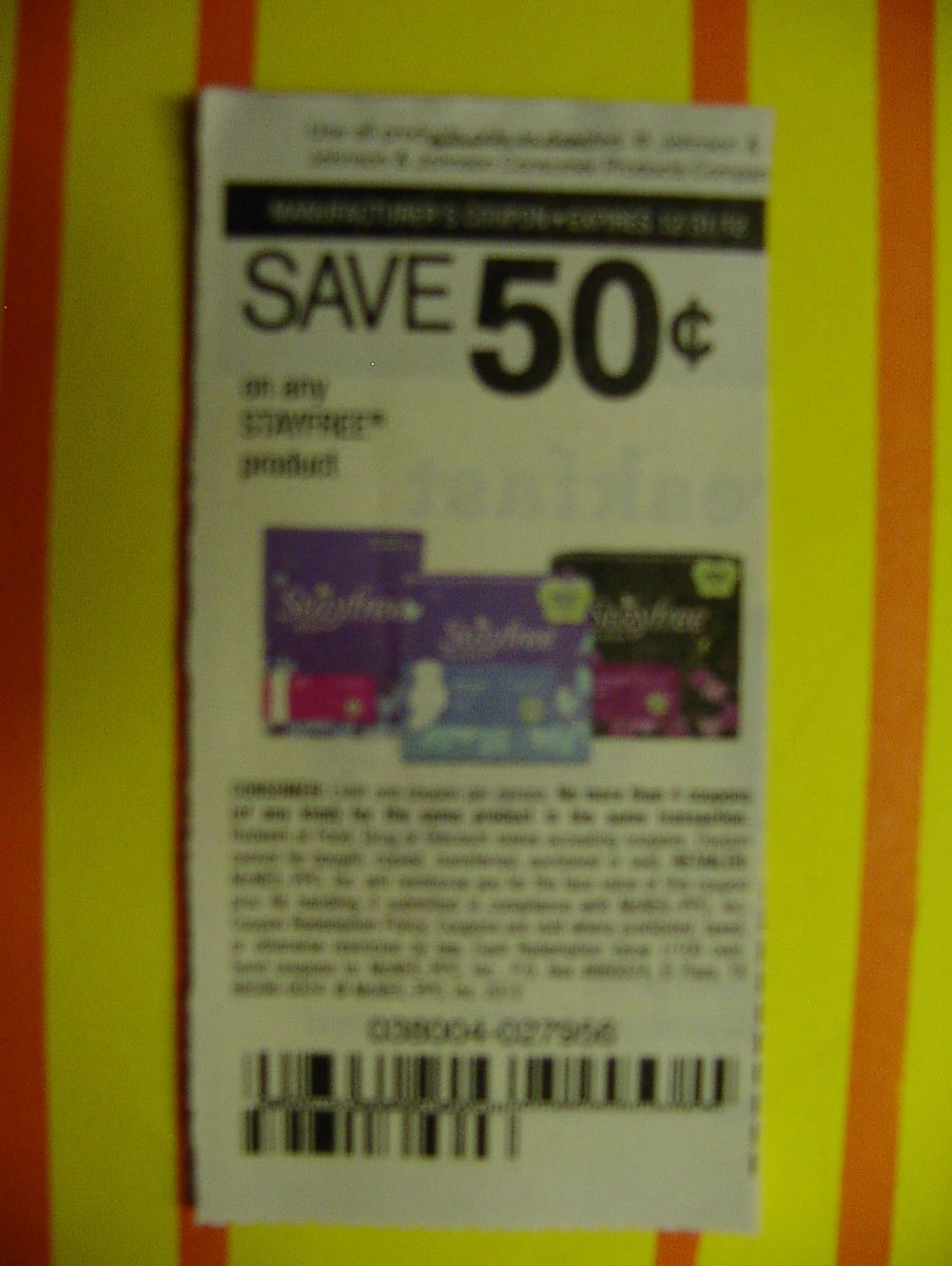 10 50 off 1 Stayfree product pantiliner pad coupons 12 31 12