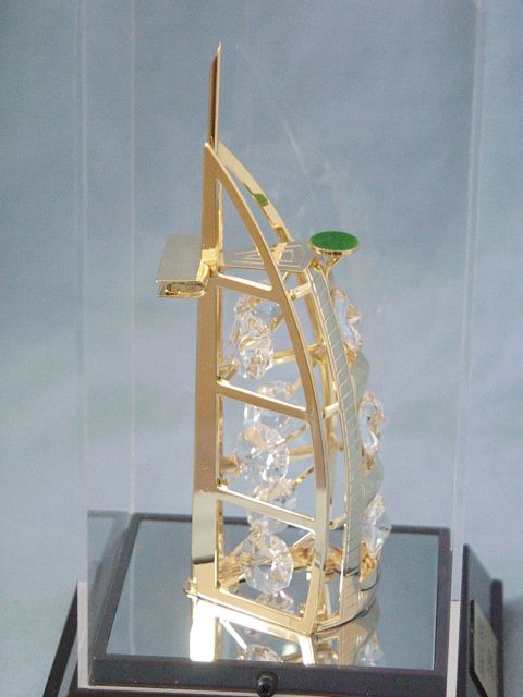 24K Gold Plated Burj Al Arab Swarovski Crystal Souvenir from Dubai UAE 