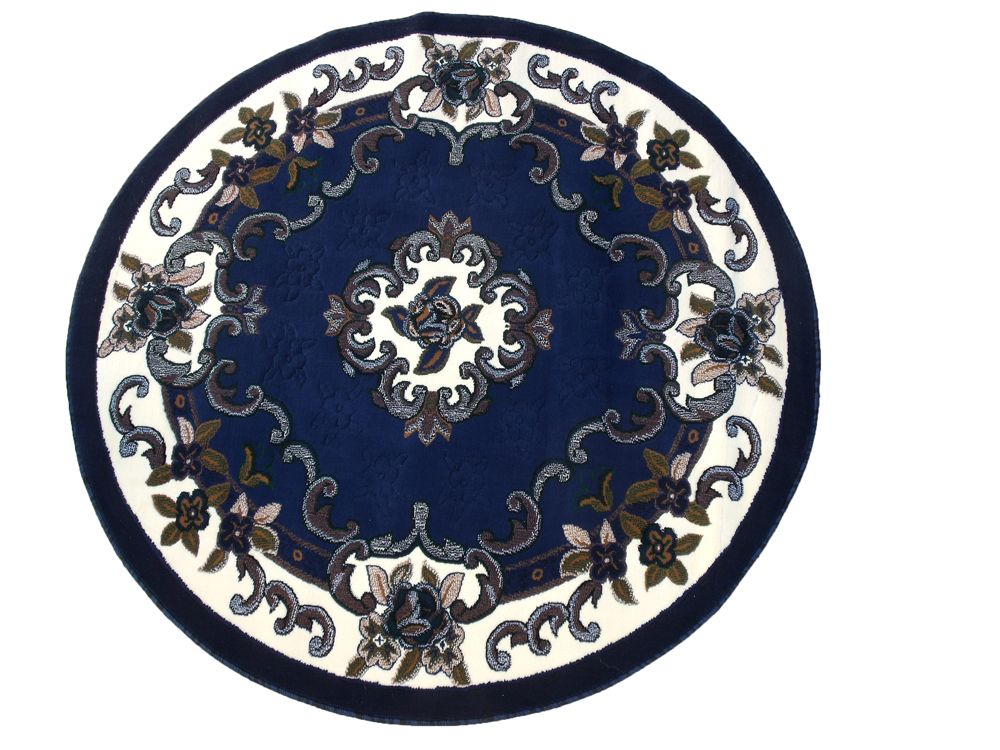 Navy Blue Persian Floral Weaver 5x5 Round Area Rug Actual Size 410 x 