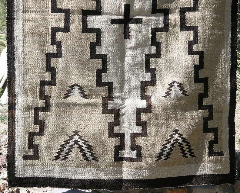 Two Gray Hills Storm Pattern Navajo Rug 1930s 58 x 40