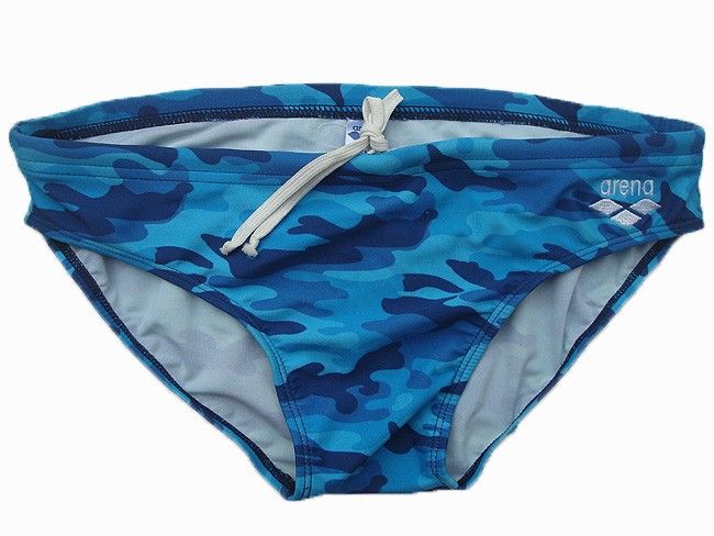 Arena Mens Brief Bikini Swimsuit Blue Camo XL XXL