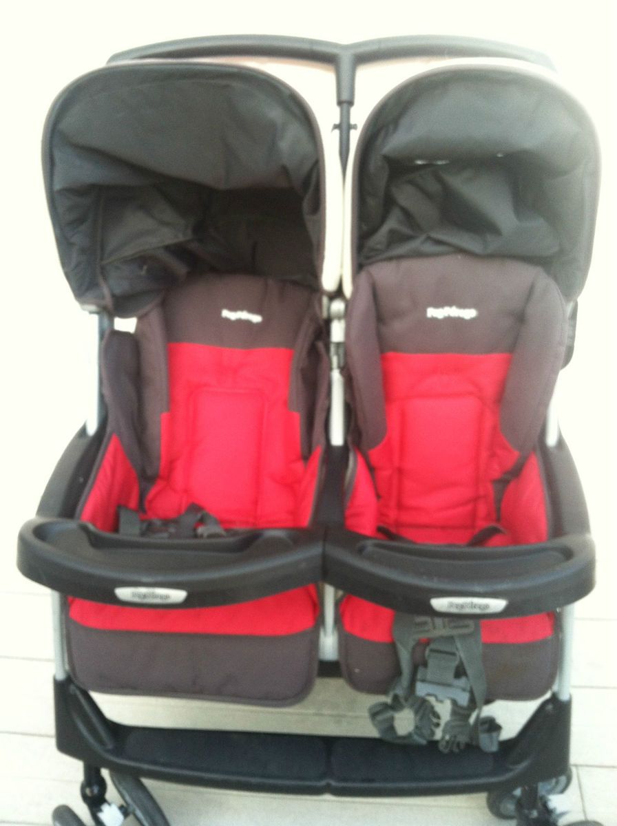 Peg Perego Aria Double Stroller Red Black