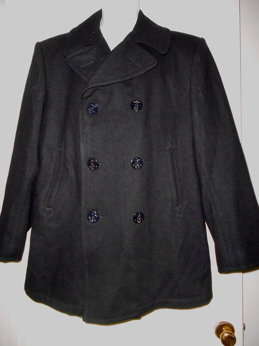 Mens DSCP Quarterdeck Navy Peacoat Anchor Buttons 42 R