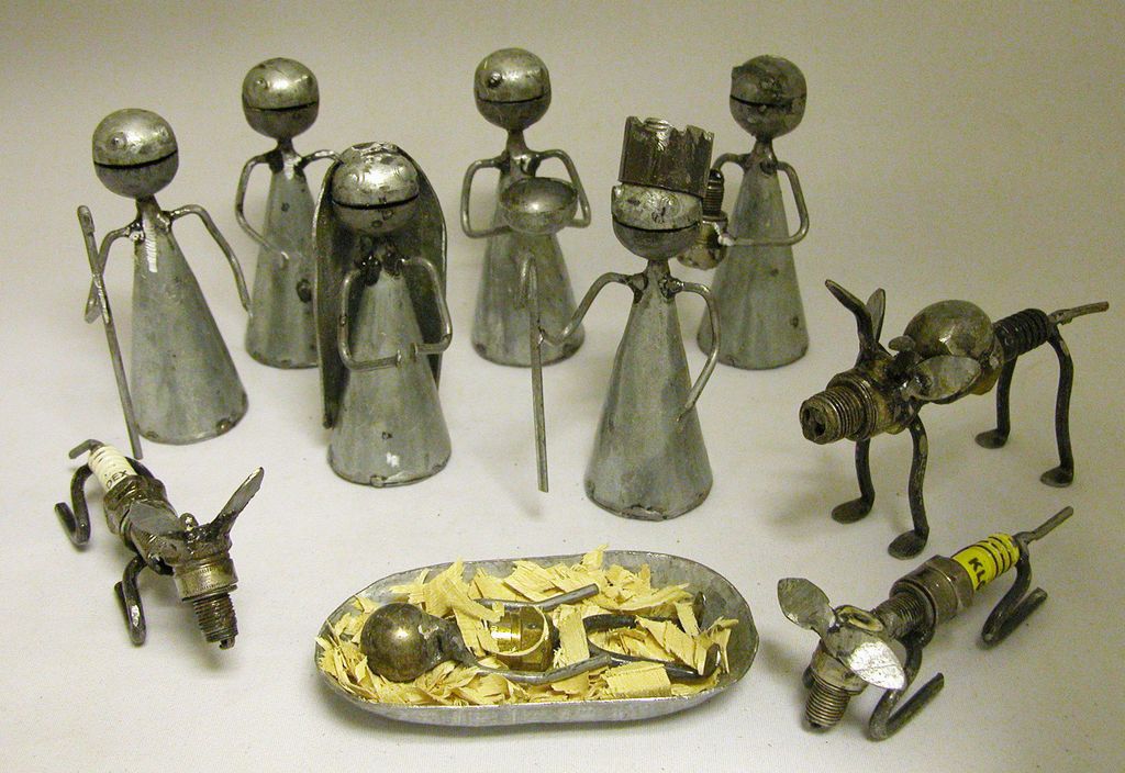 Burkina Recycled Spark Plug Nativity Crossroads Trade