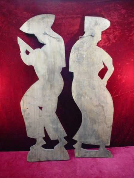 Antique 1930s South American Figural Wood Wall Carvings