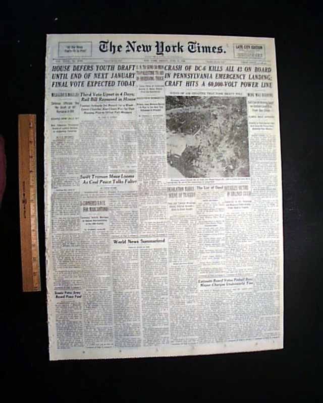 UA FLIGHT 624 Mt. Carmel PA Pennsylvania Airplane Crash Disaster 1948 