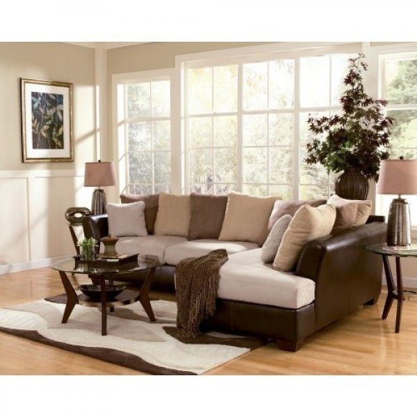 ASHLEY LOGAN SECTIONAL WITH RIGHT CORNER CHAISE STONE SET FREE 