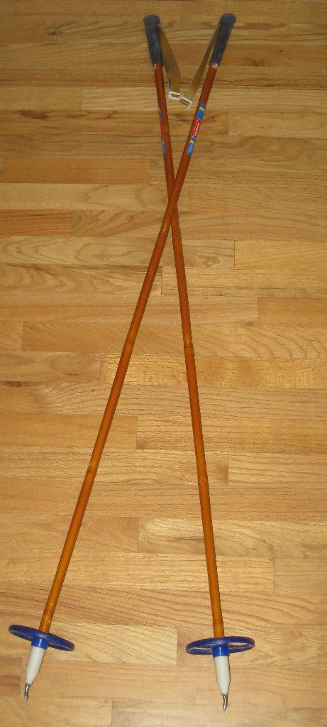 ANTIQUE VINTAGE BAMBOO SNOW SKI POLES ASSAR