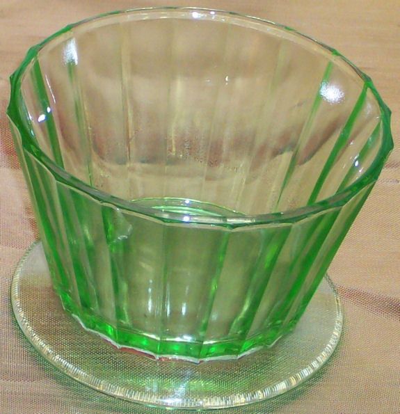   Fruits Ribbon Green Glass Jello Custard Cup Dish Hazel Attles