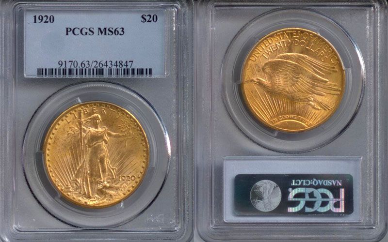 1920 $20 Saint Gaudens MS63 PCGS Cert# 26434847