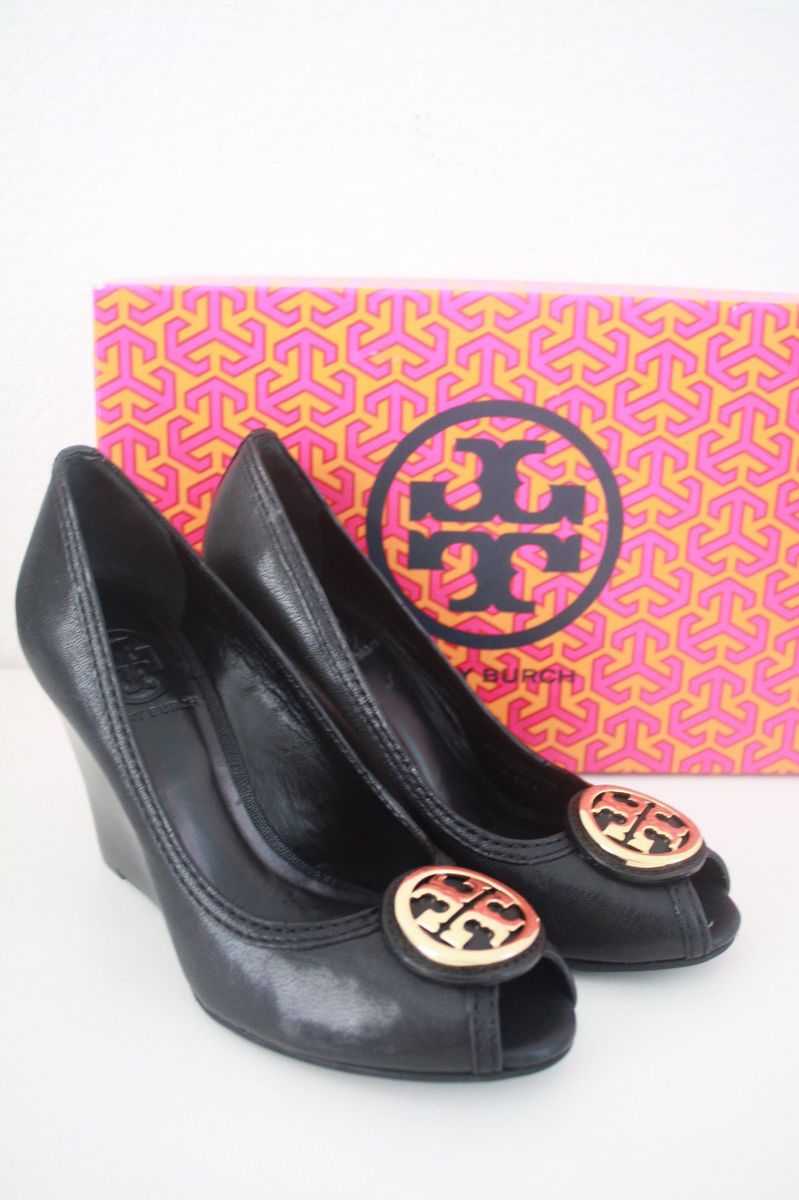 Tory Burch Aurelia Landed Capra Leather Wedge Heels