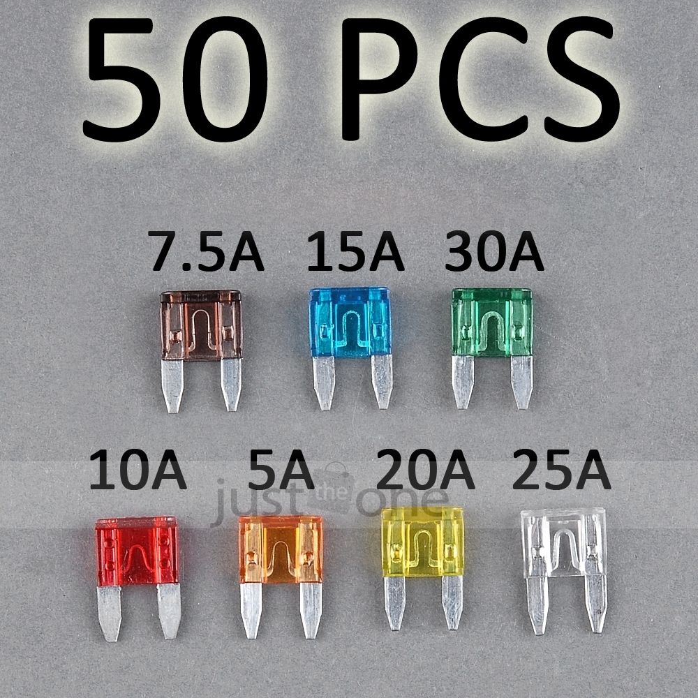 50x ATM Mini Fuses Car Boat Motorcycle Blade 5A 7 5A 10A 15A 20A 25A 