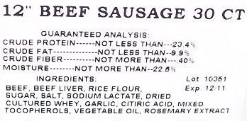 Beef Sausage Dog Treat Leaner Healthier Than Pig Ears