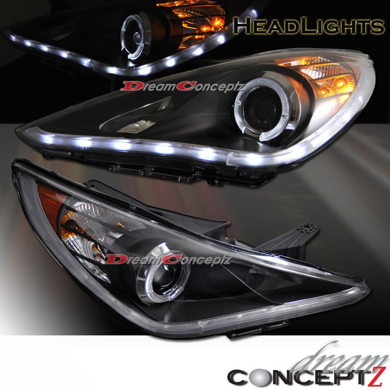 PROJECTOR HEADLIGHTS HALO RIM A8 STYLE FOR SONATA BLACK HOUSING