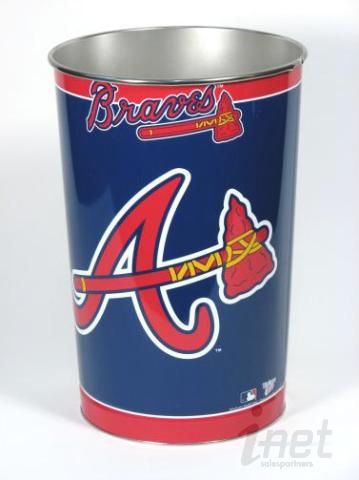 Atlanta Braves MLB Jumbo Trash Can Metal Waste Basket