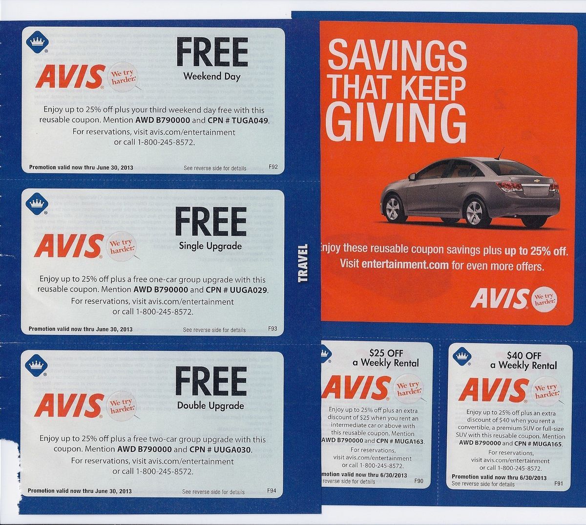 10 Avis Car Rental Coupons Exp 6 2013