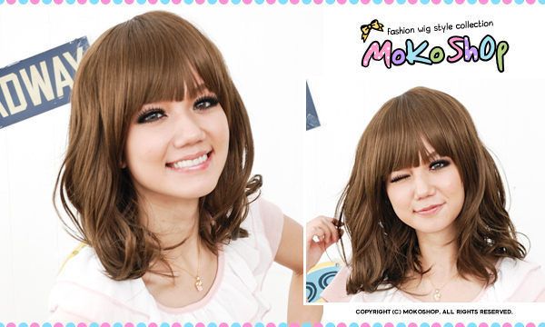 Moko Japan Cosplay Ayumi Light Brown Short Curly Wig