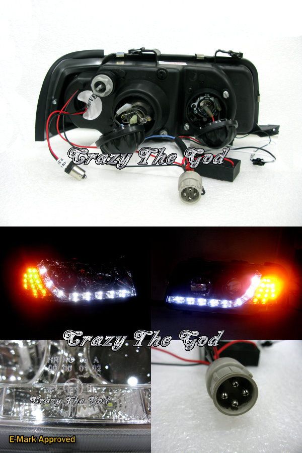 80 B4 91 95 Pro R8LOOK Headlight w LED Black for Audi