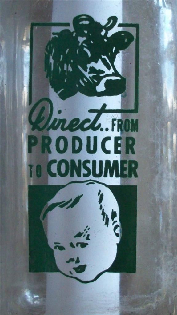 VINTAGE SANTA CRUZ CALIFORNIA ACL MILK BOTTLE BABY COW GRAPHICS