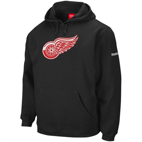 Detroit Red Wings Reebok Black Playbook Hooded Sweatshirt sz 4XL