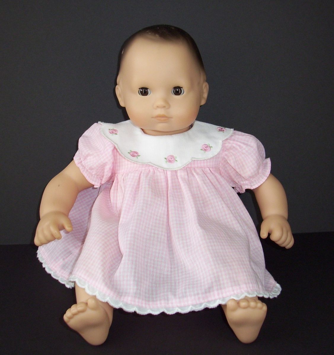 Bitty Baby American Girl Doll Light Skin Brown Eyes Hair Pink Gingham 