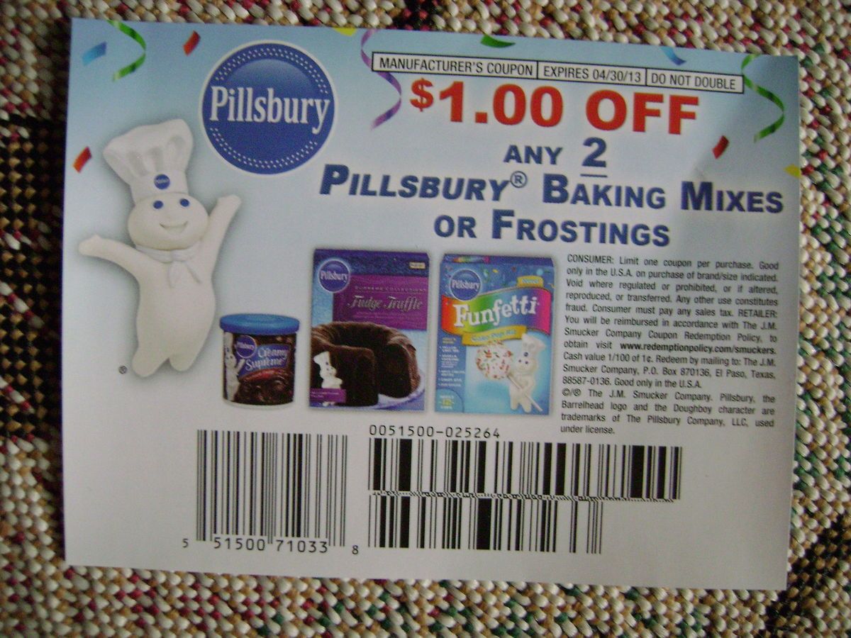   COUPONS PILLSBURY BAKING MIXES OR FROSTING CAKE MIXES 1 00 2 4 30 2013