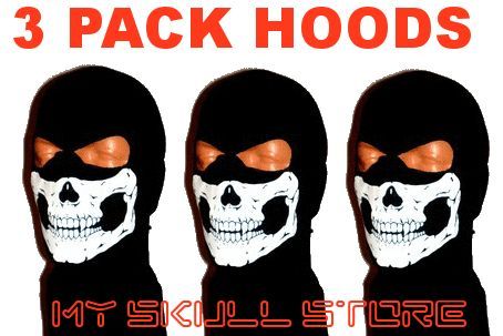 3pk Lot Skull Balaclava MW2 Ghost Mask Face Motorcycle Airsoft 