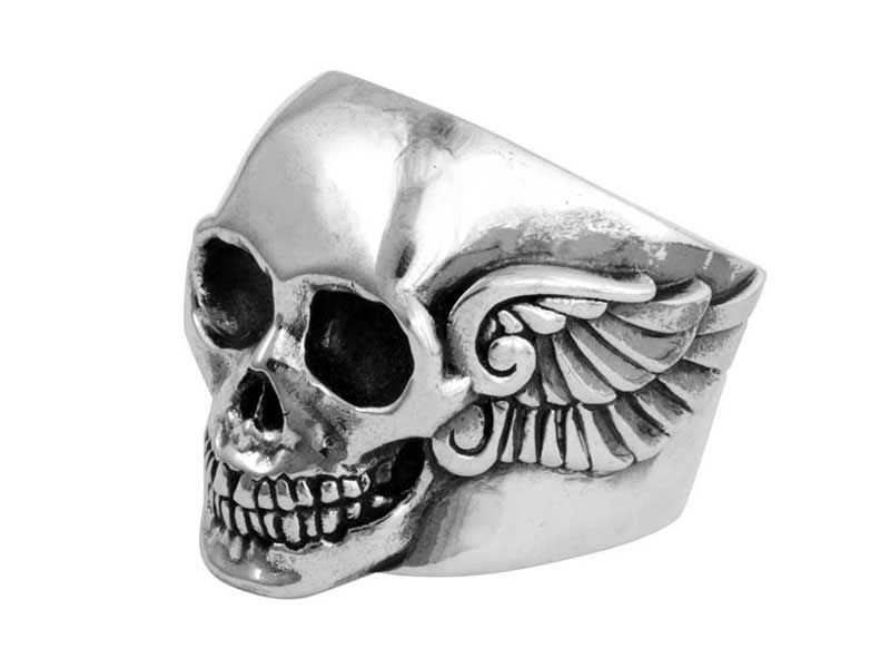 King Baby Studio Small Arch Wing Skull Ring Sterling Silver Rocker K20 