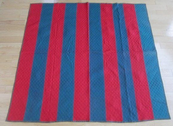 1890 1900s Mennonite Red Green Bars Quilt Lancaster County Crisp Nice 