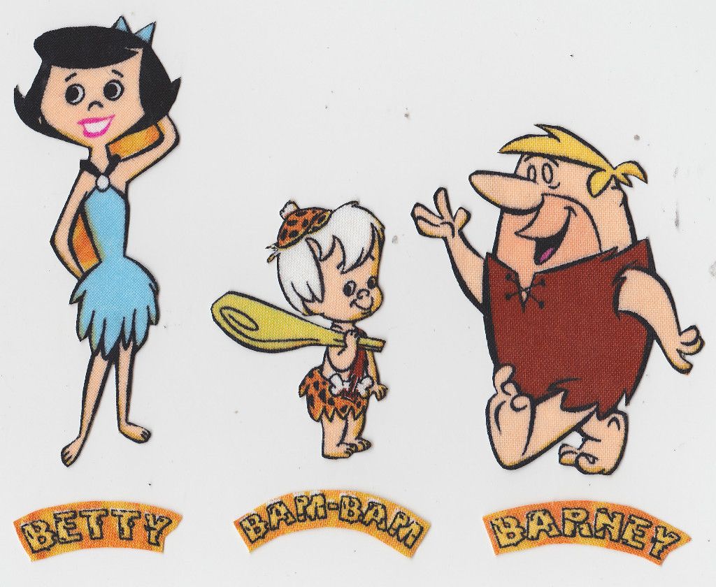 Flintstones Barney Betty Bam Bam Wall Safe Fabric Decal Set Cut 