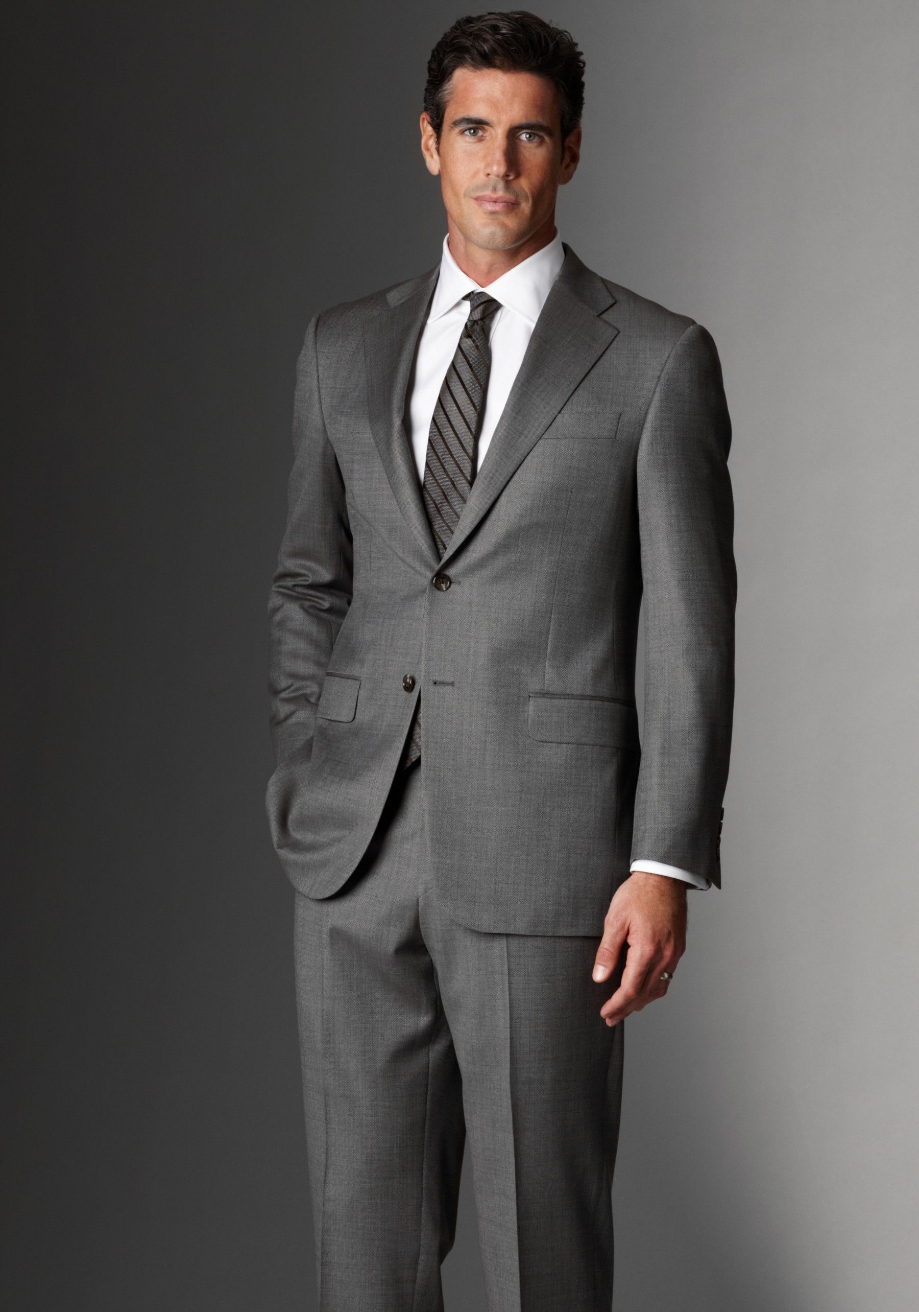 Hickey Freeman Mahogany Collection Taupe Nailhead Suit