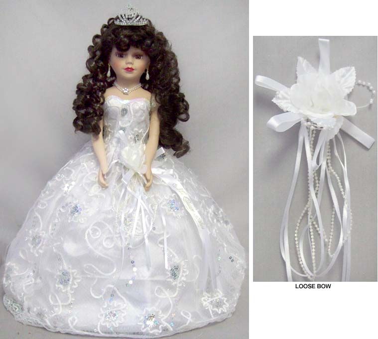 New Wholesale Quinceanera Fancy Porcelain Doll Umbrella Base   White 