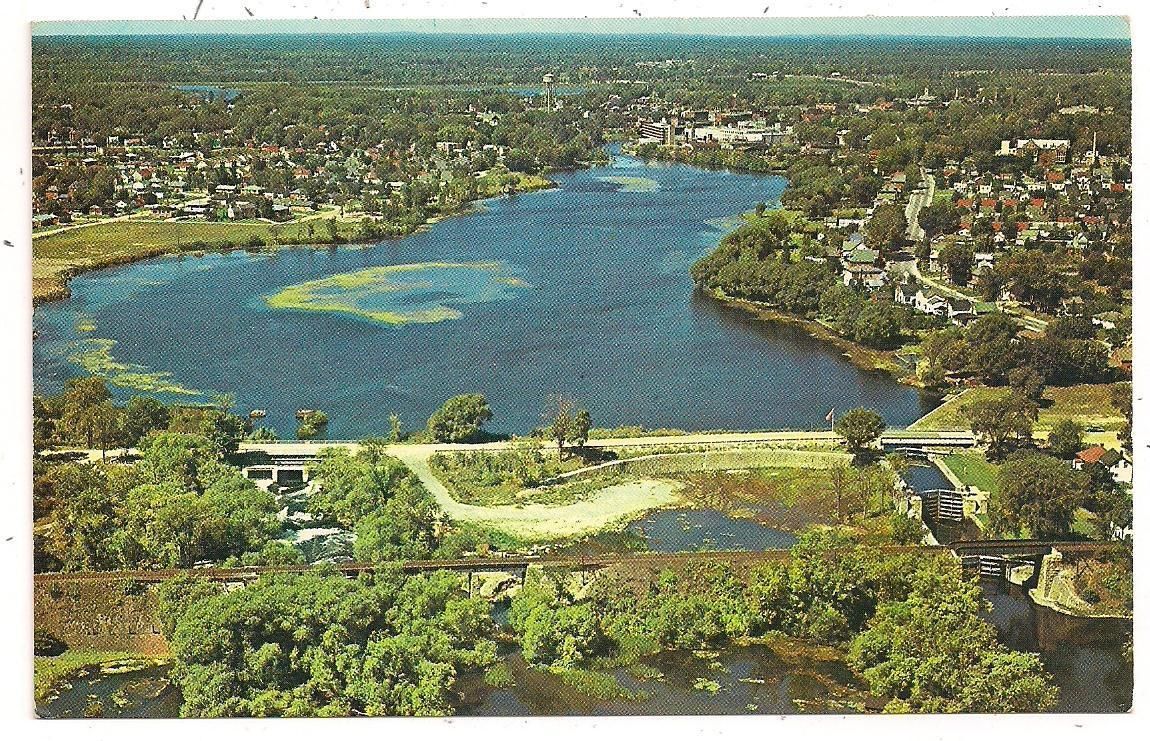 Aerial View of Rideau Canal System at Smith Falls ON Ontario Postcard 