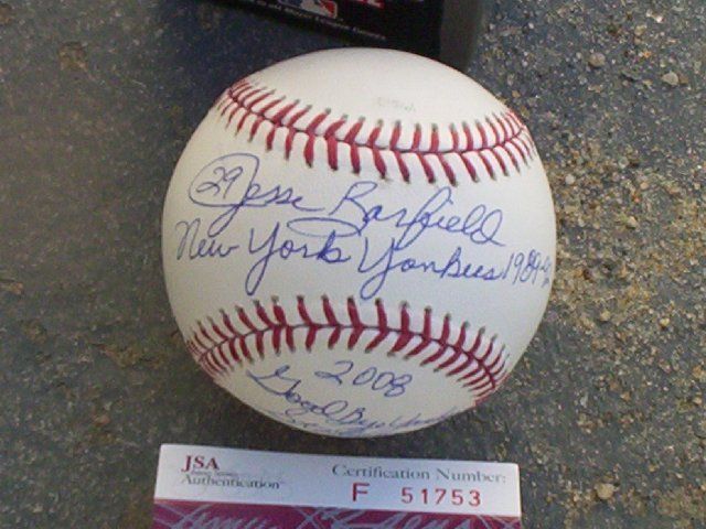 Jesse Barfield Signed Baseball New York Yankees JSA COA