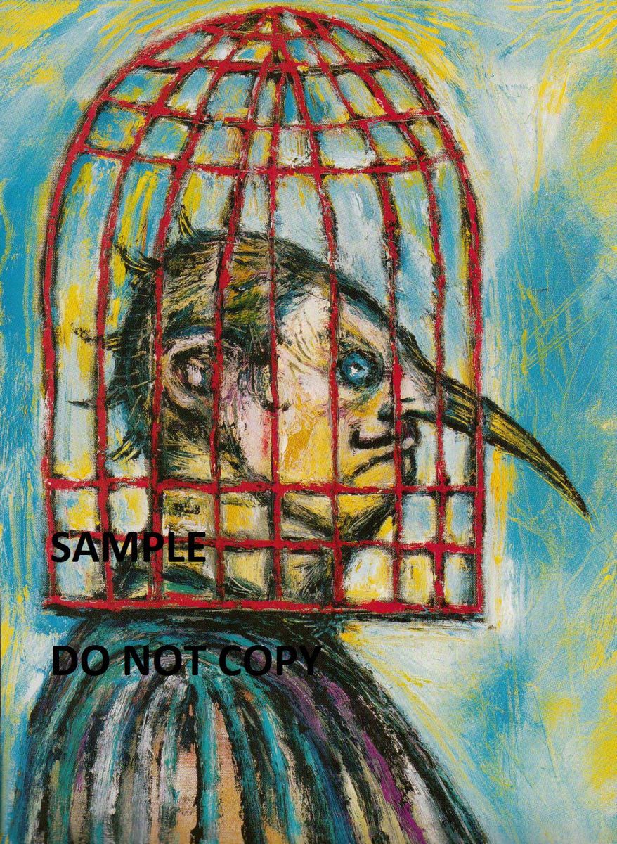 Clive Barker Art Hellraiser Print Caged Head Bird Cage Nose Monster 