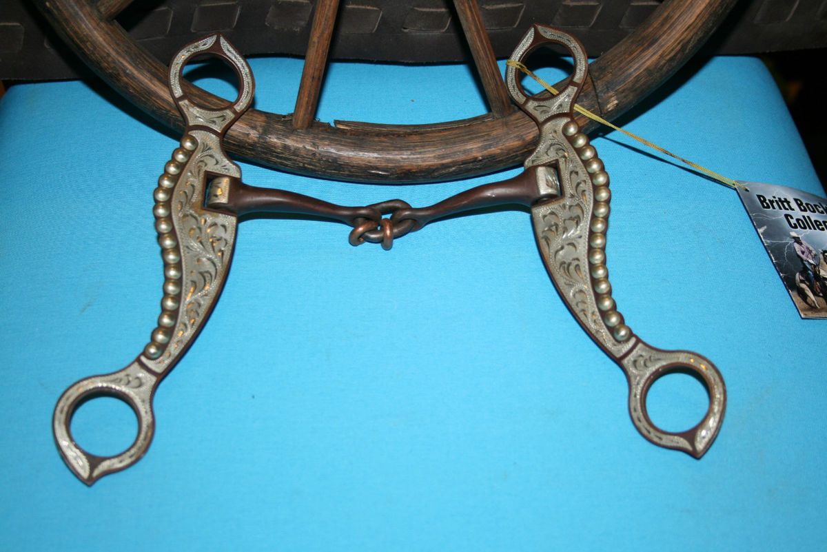 FANCY SILVER MOUNTED DOG BONE SNAFFLE HORSE BIT HAND MADE TEAM ROPING 