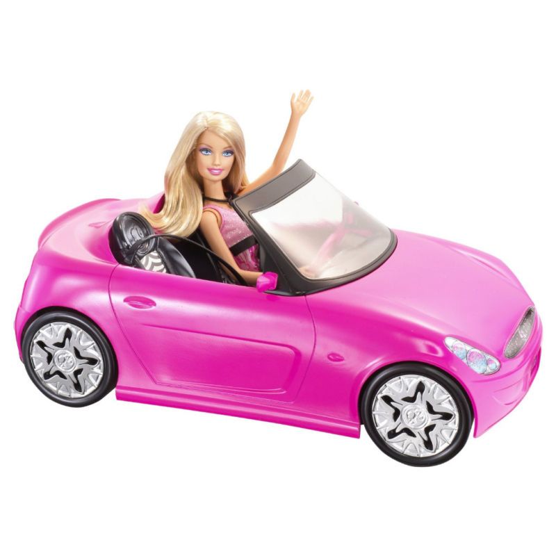 Barbie Doll & Glam Vehicle Convertible Pink Beach Car Set Mattel Fast 
