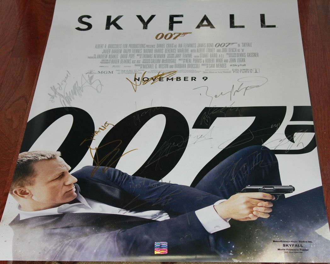 SKYFALL CAST SIGNED DS Movie Poster Daniel Craig James Bond Autograph 