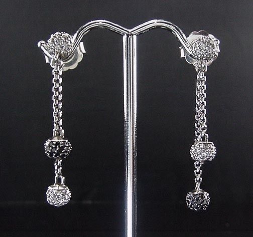 Fab David Yurman Black White Pave Ball Diamond Earrings