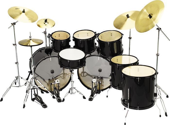 New Pro SP 8 PC Double Bass Drum Set Plus All Hardware 6 Cymbals Free 