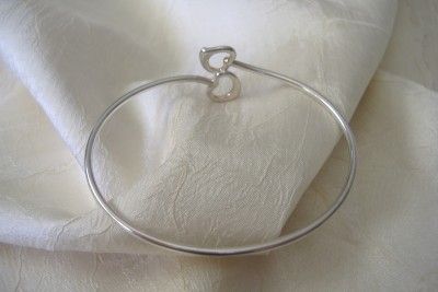 Tiffany Co Sterling Silver Open Heart Bangle Bracelet