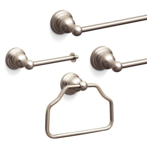 Brushed Nickel 4 Piece Bathroom Accessories Set