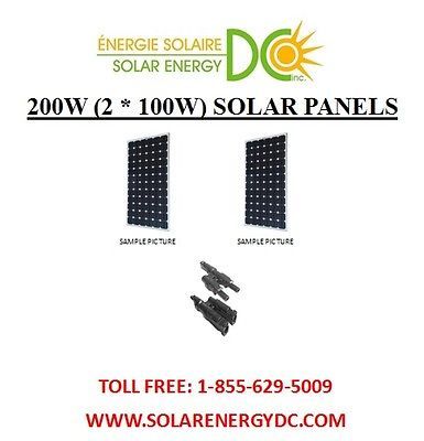   Panneau Solaire PV 200W (2 * 100W) Watt Mono 12 Volt MC4 chaler rv