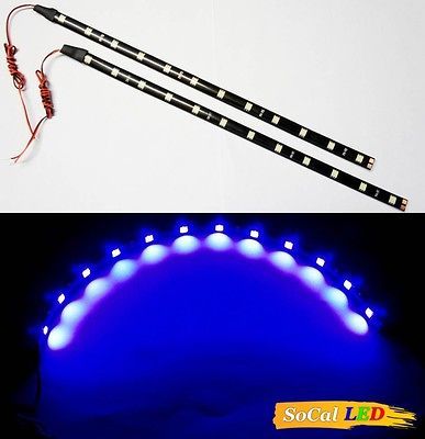 2x 30cm/11.8 Deep Blue 5050 12 SMD High Power Bright Flexible LED Car 