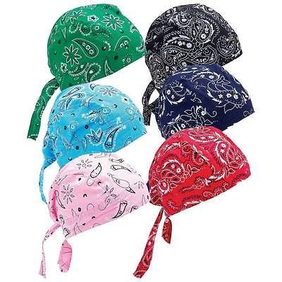 New 6pc Assorted Paisley Cotton Skull Cap Set Do Rag Biker Head Wrap 