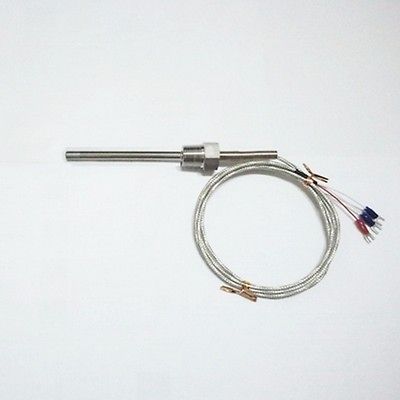 RTD Pt100 ohm Probe Sensor L 100mm PT NPT 1/2 Thread with Lead Wire