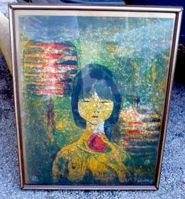 striking lebadang lithograph of young girl small ed time left