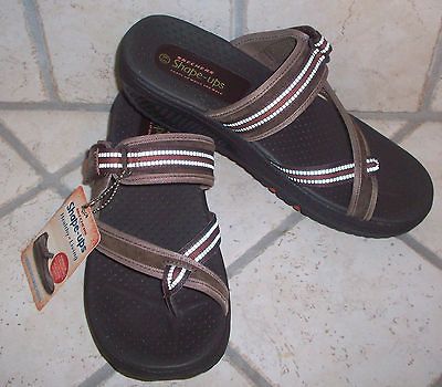 SKECHERS WOMENS SHAPE UPS SANDALS SIZE 6.5 JAMAICA VERVE BROWN MULTI 