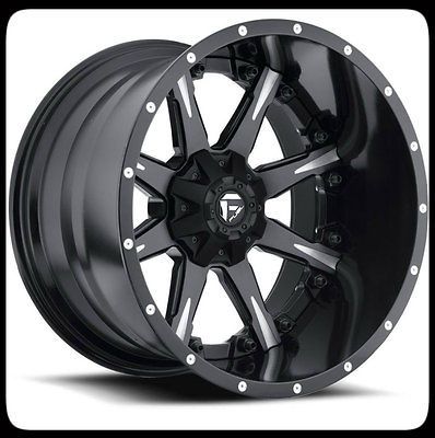 20 X 9 FUEL OFF ROAD D251 NUTS 2PC BLACK MILLED 5X5.5 5X150 WHEELS 